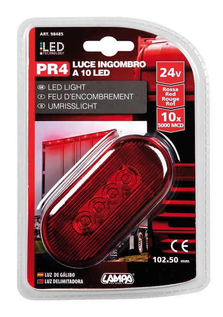 Luce ingombro a 10 Led, 24V - Rosso