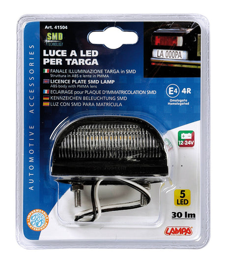 Fanale a led smd, illuminazione targa, 10/30V