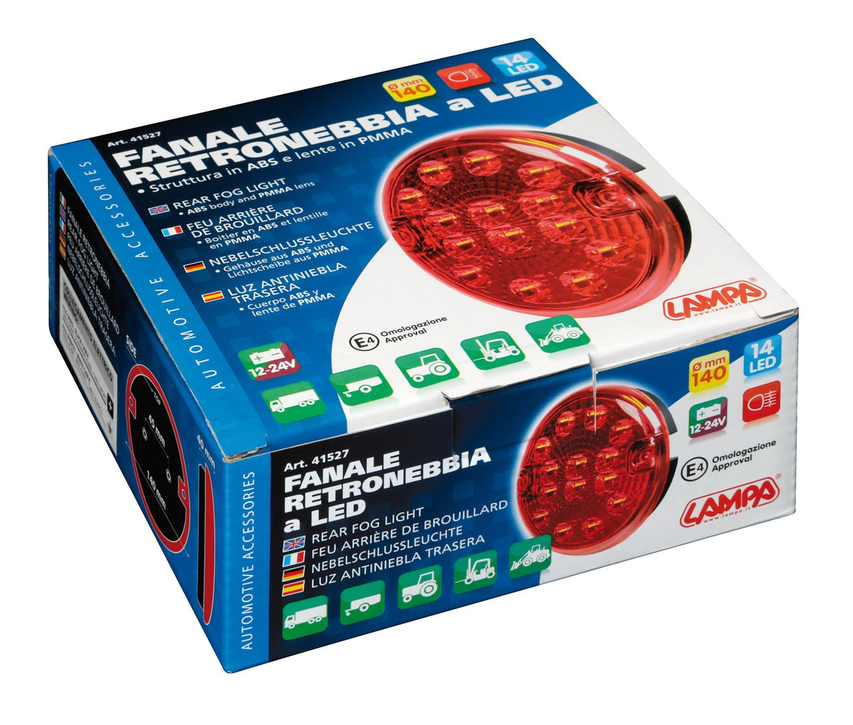 Fanale rotondo retronebbia Led, 12/24V