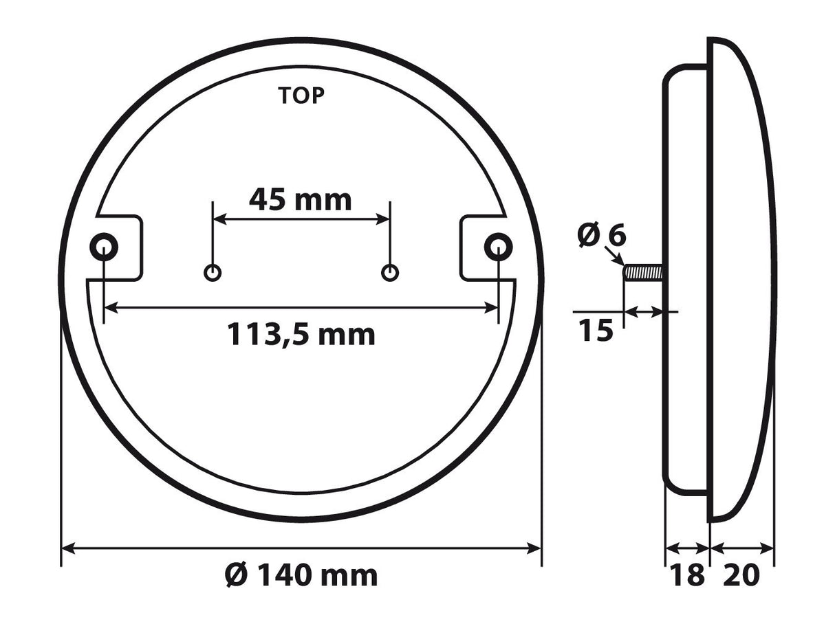 Fanale rotondo retromarcia Led, 12/24V