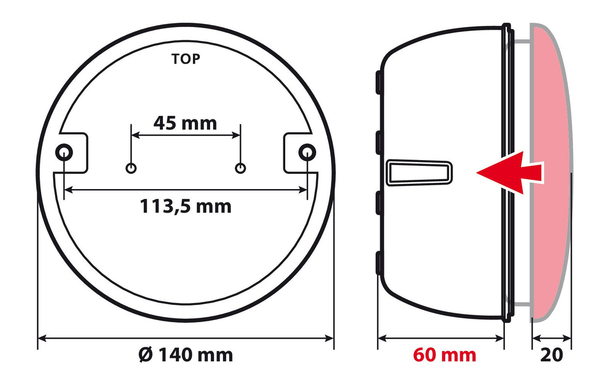 Scocca per fanali rotondi posteriori a Led