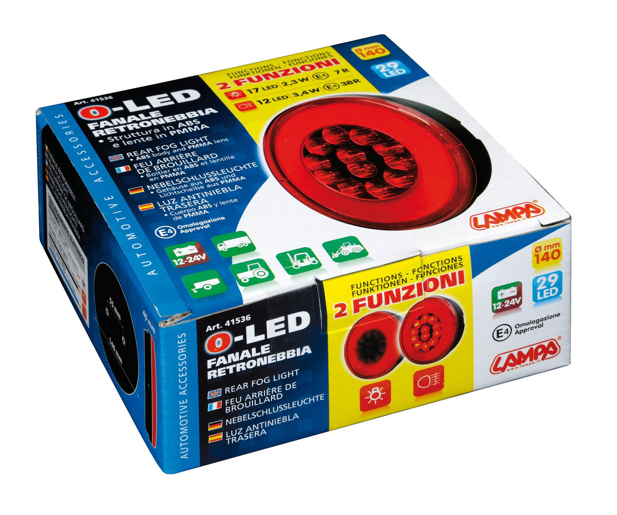 O-Led, Fanale rotondo retronebbia e posizione, 12/24V