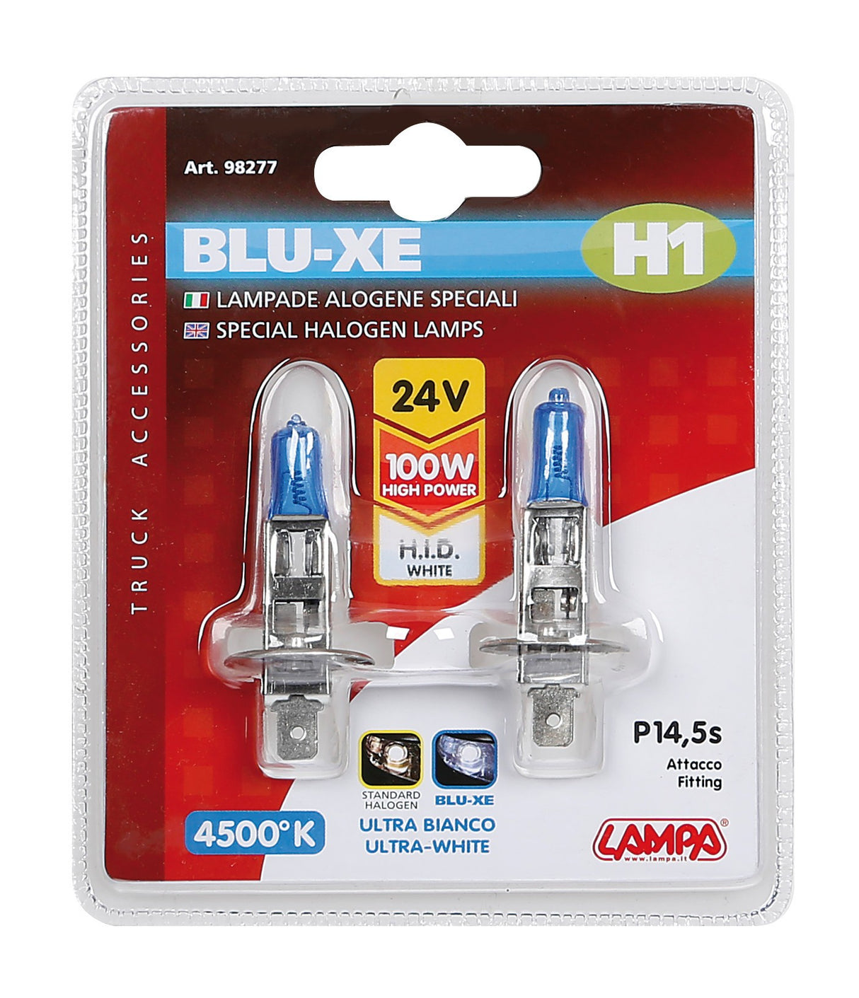 24V Lampada alogena Blu-Xe - (H1) - 100W - P14,5s - 2 pz - D/Blister