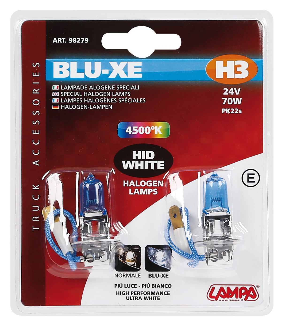 24V Lampada alogena Blu-Xe - H3 - 70W - PK22s - 2 pz - Scatola