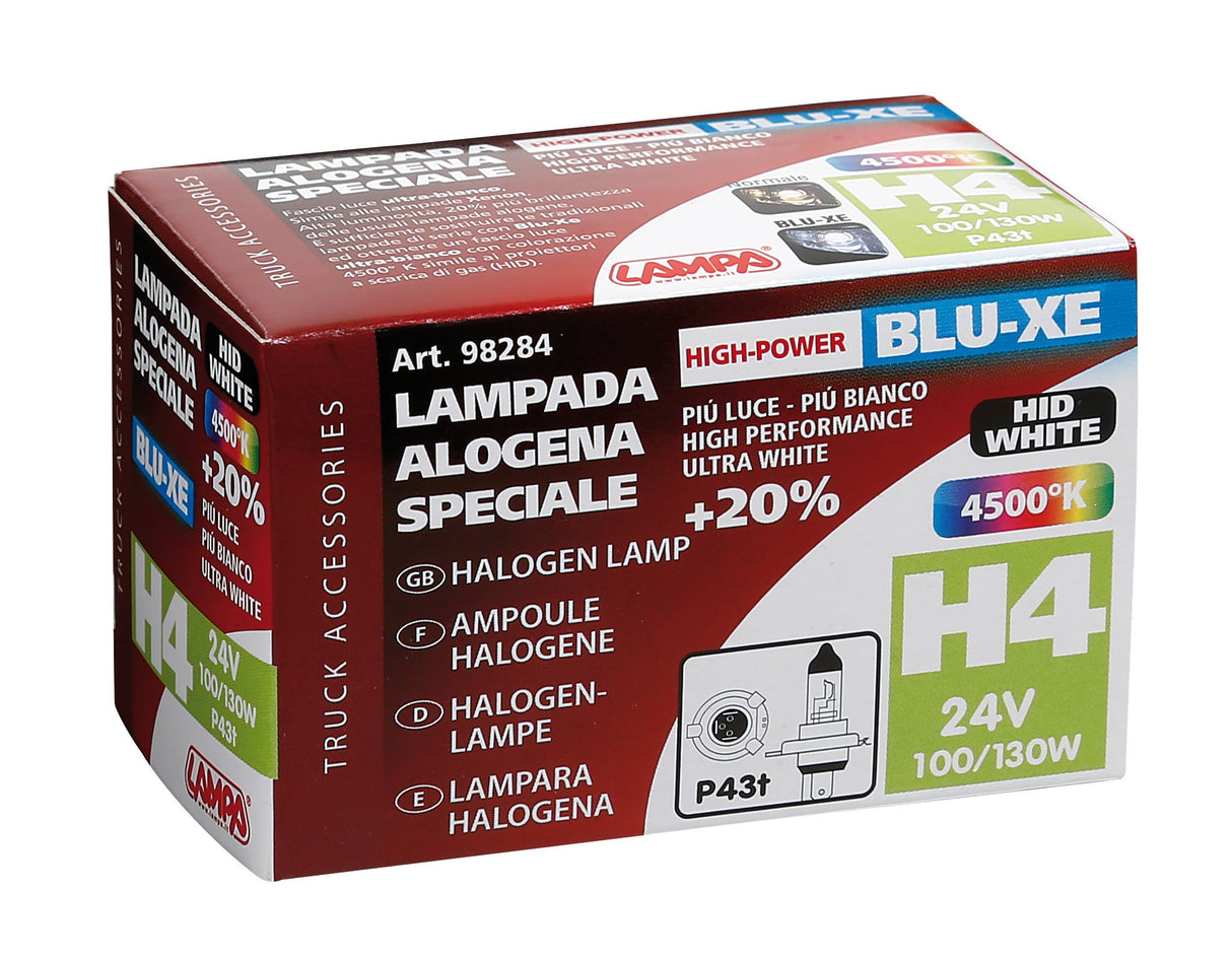 24V Lampada alogena Blu-Xe - (H4) - 100/130W - P43t - 1 pz - Scatola