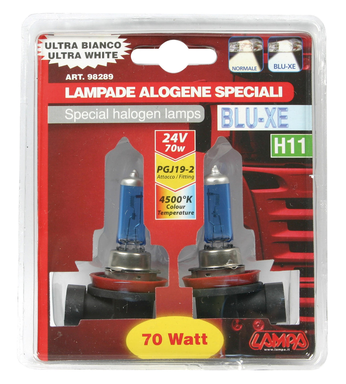 24V Lampada alogena Blu-Xe - H11 - 70W - PGJ19-2 - 2 pz - D/Blister