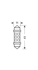 24V Lampada siluro 6 Led - 11x41 mm - SV8,5-8 - 2 pz - D/Blister - Bianco