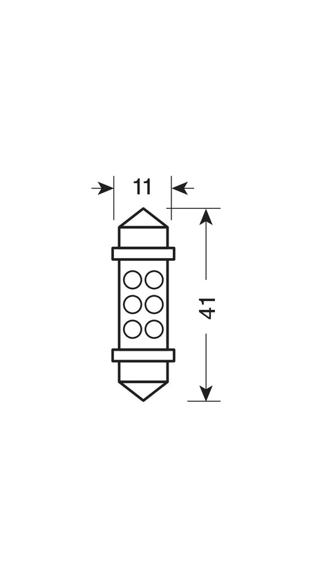 24V Lampada siluro 6 Led - 11x41 mm - SV8,5-8 - 2 pz - D/Blister - Bianco