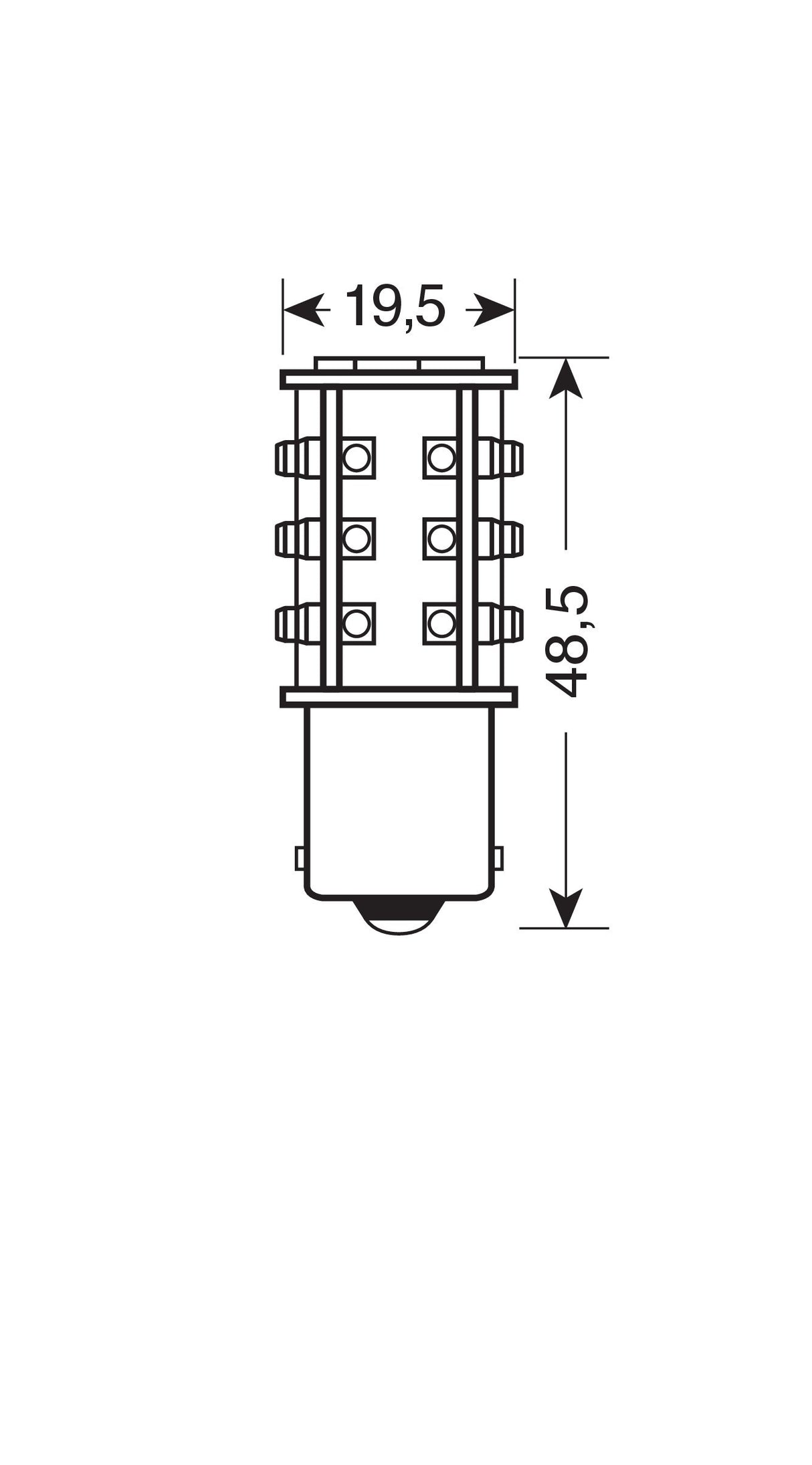 24/28V Hyper-Led 39 - 39 SMD x 1 chips - (P21W) - BA15s - 1 pz - D/Blister - Bianco - Doppia polarità