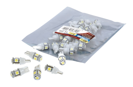 24/28V Hyper-Led 15 - 5 SMD x 3 chips - (T10) - W2,1x9,5d - 20 pz - Busta - Bianco - Doppia polarità