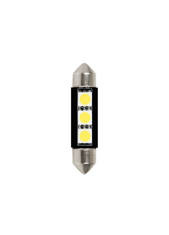 24/28V Hyper-Led 9 - 3 SMD x 3 chips - 10x39 mm - SV8,5-8 - 2 pz - D/Blister - Bianco - Doppia polarità