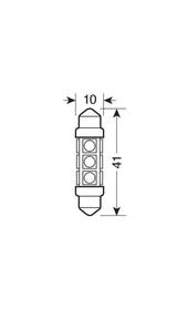 24/30V Hyper-Led 36 - 12 SMD x 3 chips - 11x41 mm - SV8,5-8 - 2 pz - D/Blister - Bianco - Doppia polarità