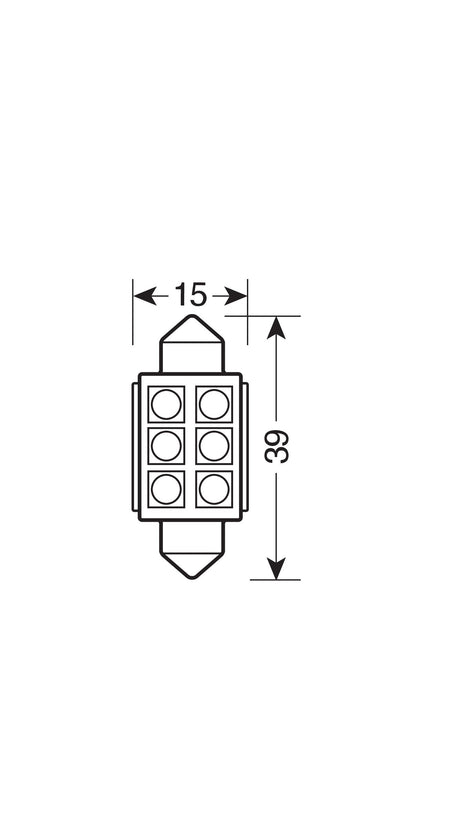 24/30V Hyper-Led 18 - 6 SMD x 3 chips - 15x39 mm - SV8,5-8 - 2 pz - D/Blister - Bianco - Doppia polarità