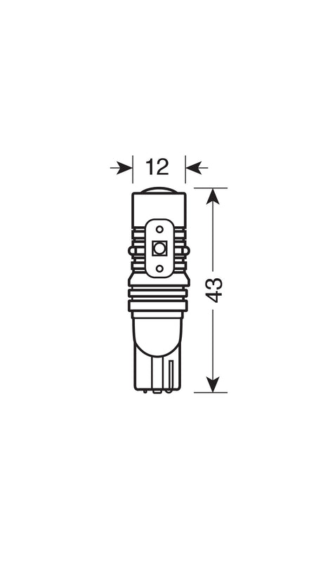 10-30V Mega-Led 45 - 5 SMD x 9 chips - (T10) - W2,1x9,5d - 2 pz - D/Blister - Bianco - Doppia polarità