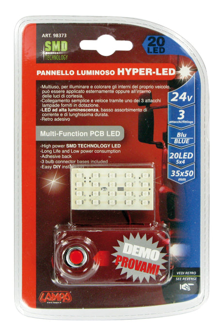 24V Hyper-Led - Pannello 20 SMD - 25x50 mm - 1 pz - D/Blister - Blu