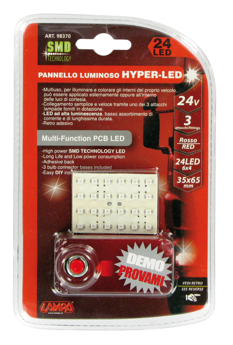 24V Hyper-Led - Pannello 24 SMD - 35x50 mm - 1 pz - D/Blister - Rosso