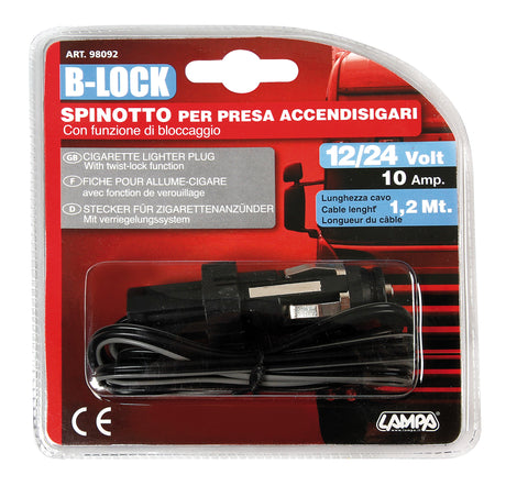 B-Lock, Spinotto per presa accendisigari con funzione di bloccaggio - 12/24V