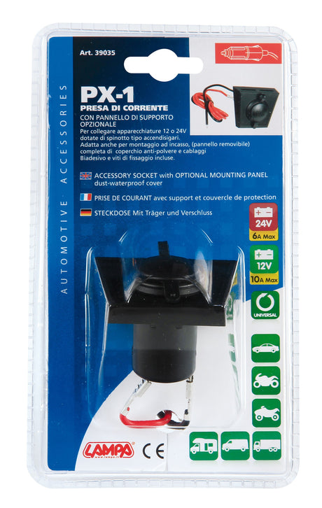 PX-1, kit presa corrente con pannello di supporto opzionale, 12/24V