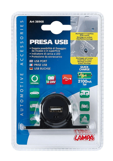 Presa USB, 2100mA, 12/24V