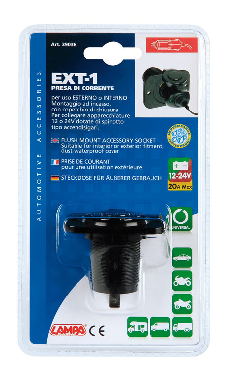 Ext-1, presa corrente, montaggio ad incasso, 12/24V