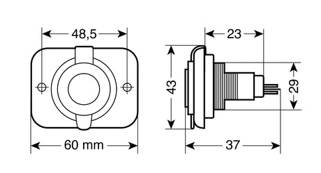 Ext-6, presa corrente Din, montaggio ad incasso, 12/24V