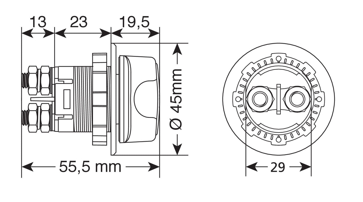 Ext-11, interruttore stacca batteria a 3 posizioni, 12/32V