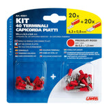 Kit 40 terminali-capicorda piatti - Rosso