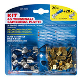 Kit 40 terminali-capicorda piatti a doppio innesto - Blu