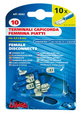 10 terminali - capicorda femmina piatti - Blu