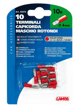 10 terminali - capicorda maschio rotondi - Rosso