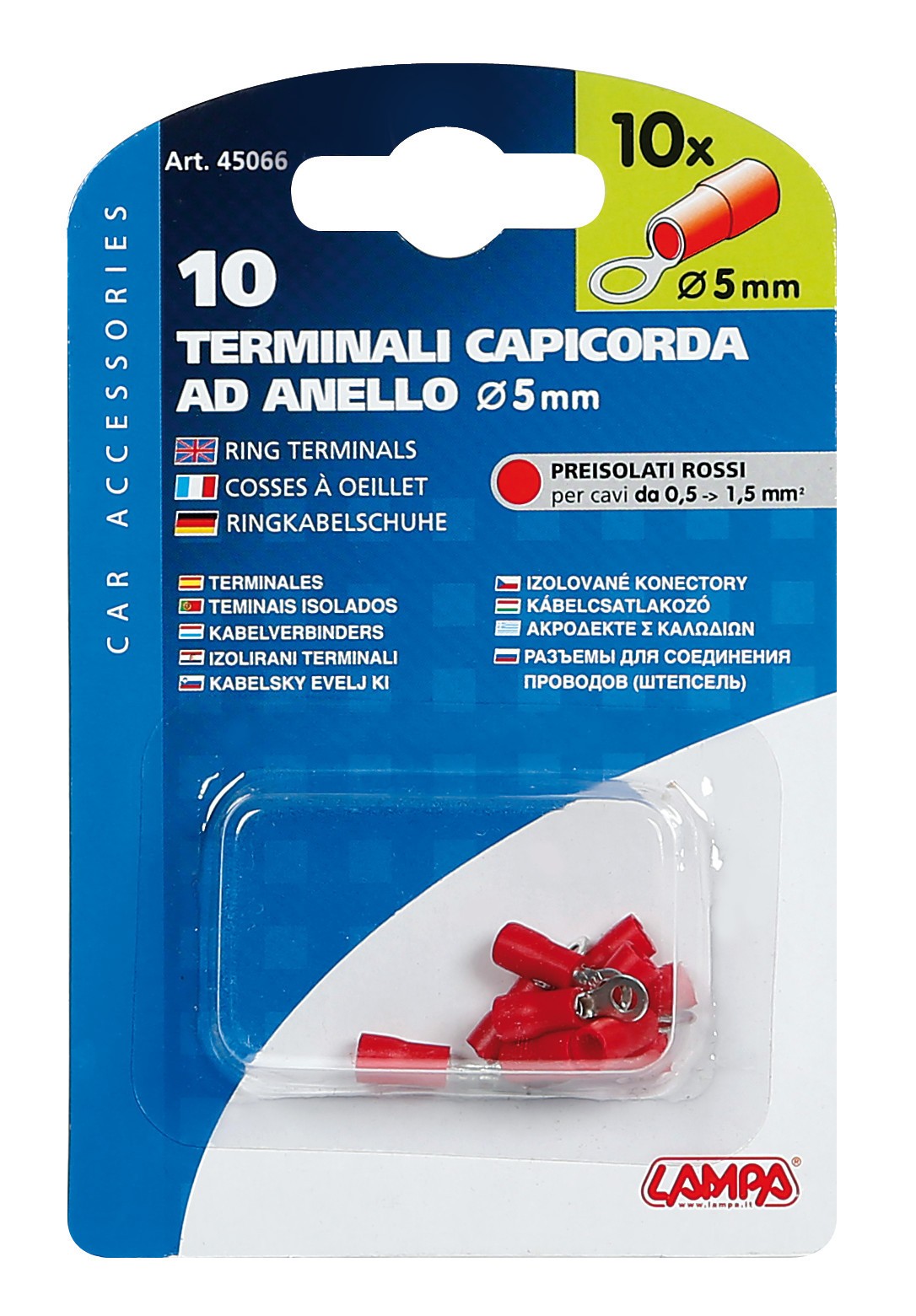 10 terminali - capicorda ad anello - Rosso