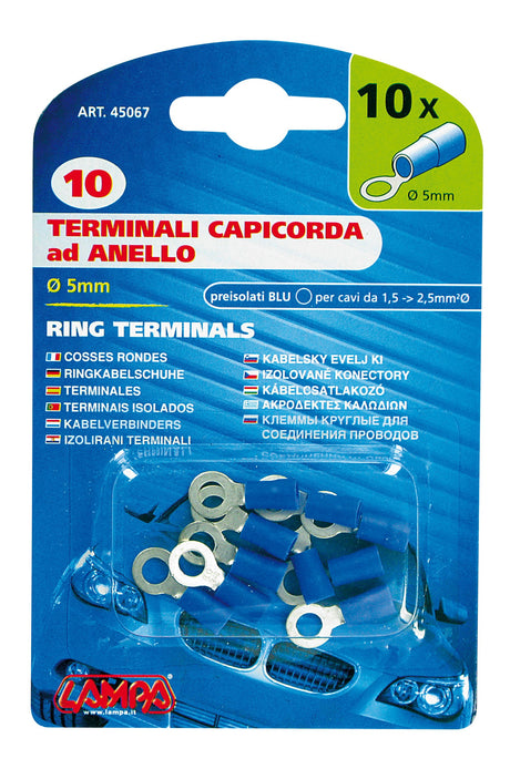 10 terminali - capicorda ad anello - Blu