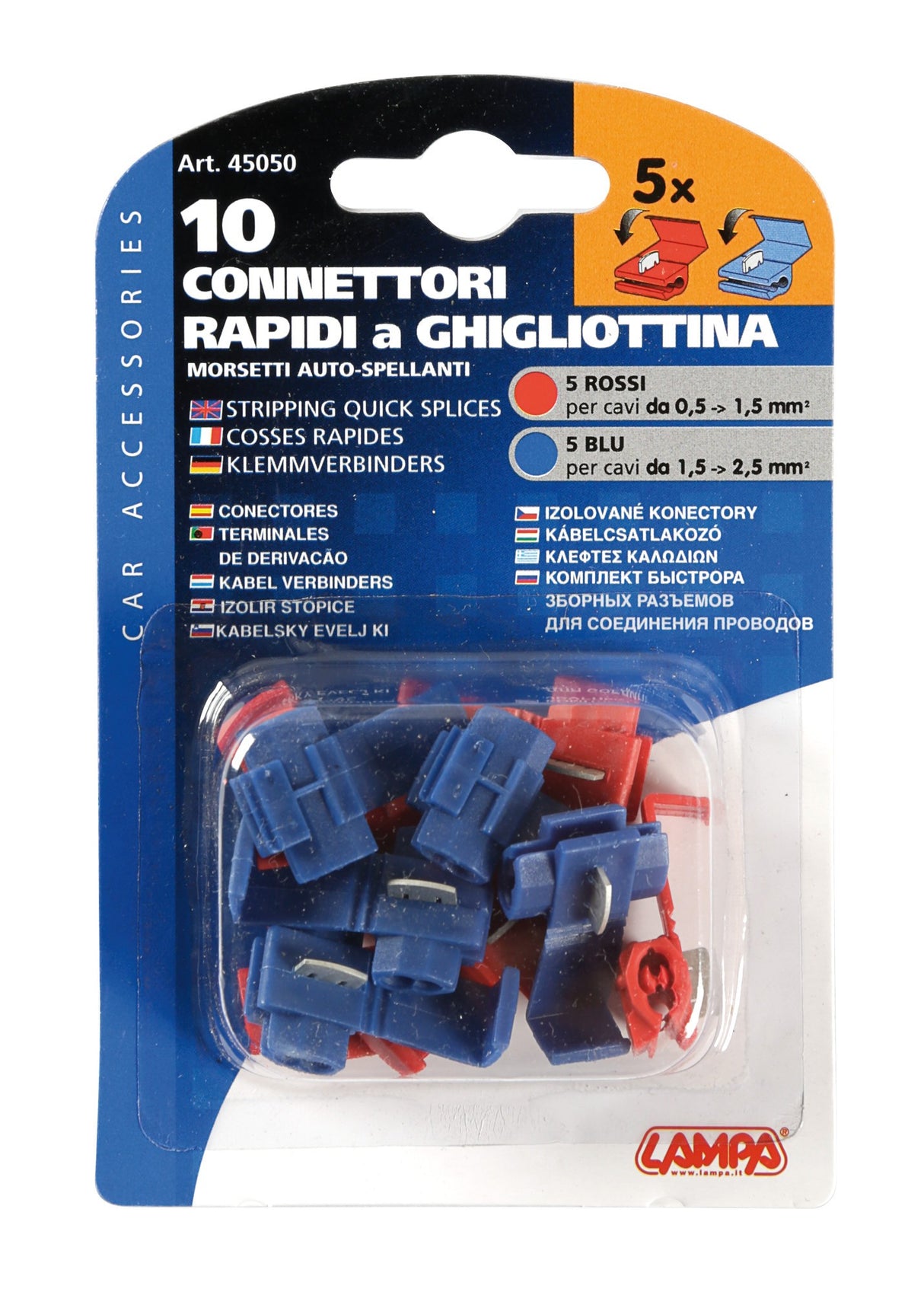 10 connettori rapidi a ghigliottina - Rosso / Blu