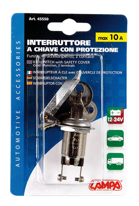 Interruttore a chiave - 12/24V - 10A