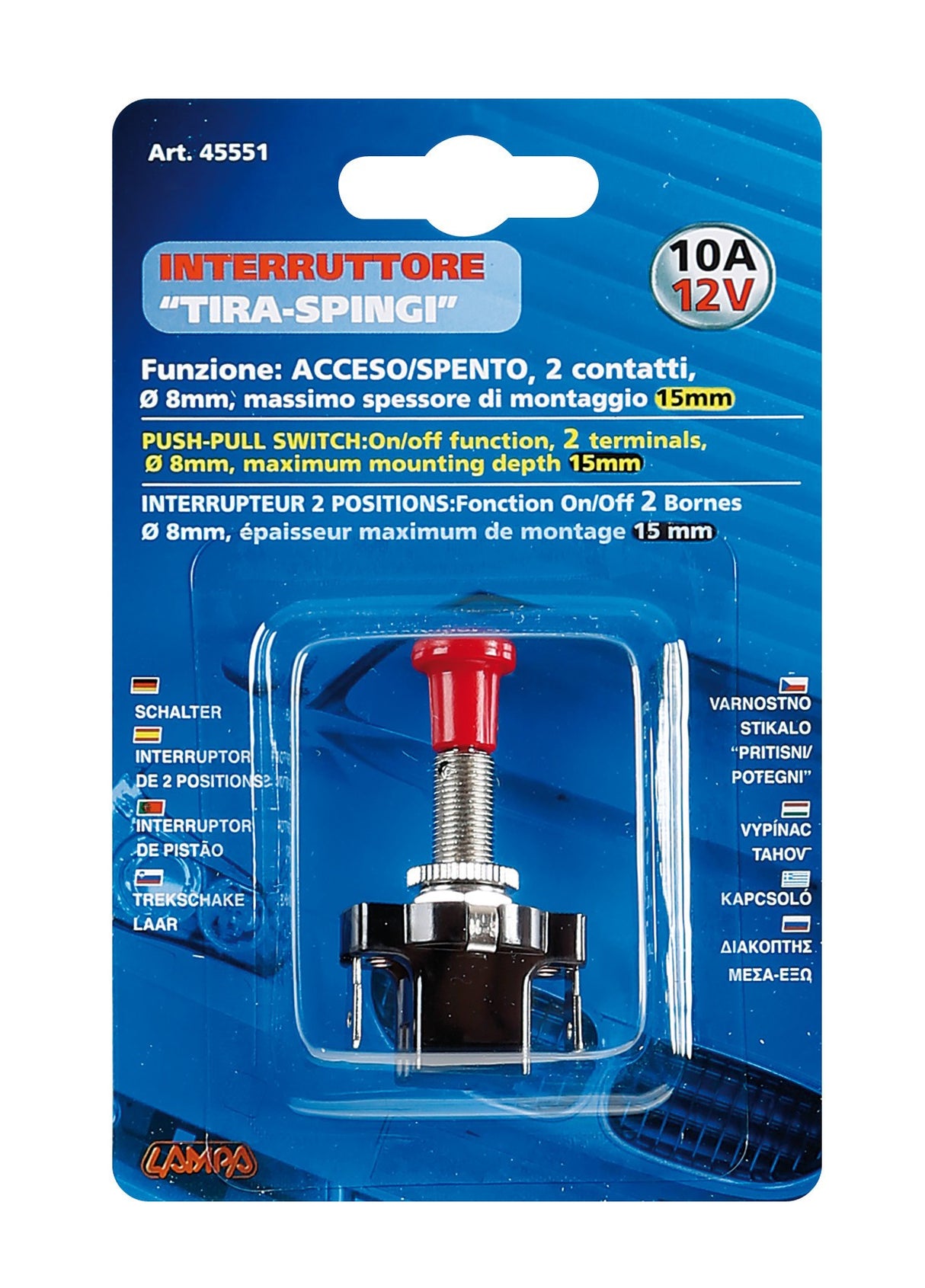 Interruttore tira-spingi - 12/24V - 10A