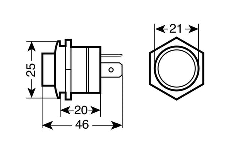 Interruttore a pulsante con led - 12/24V - Blu