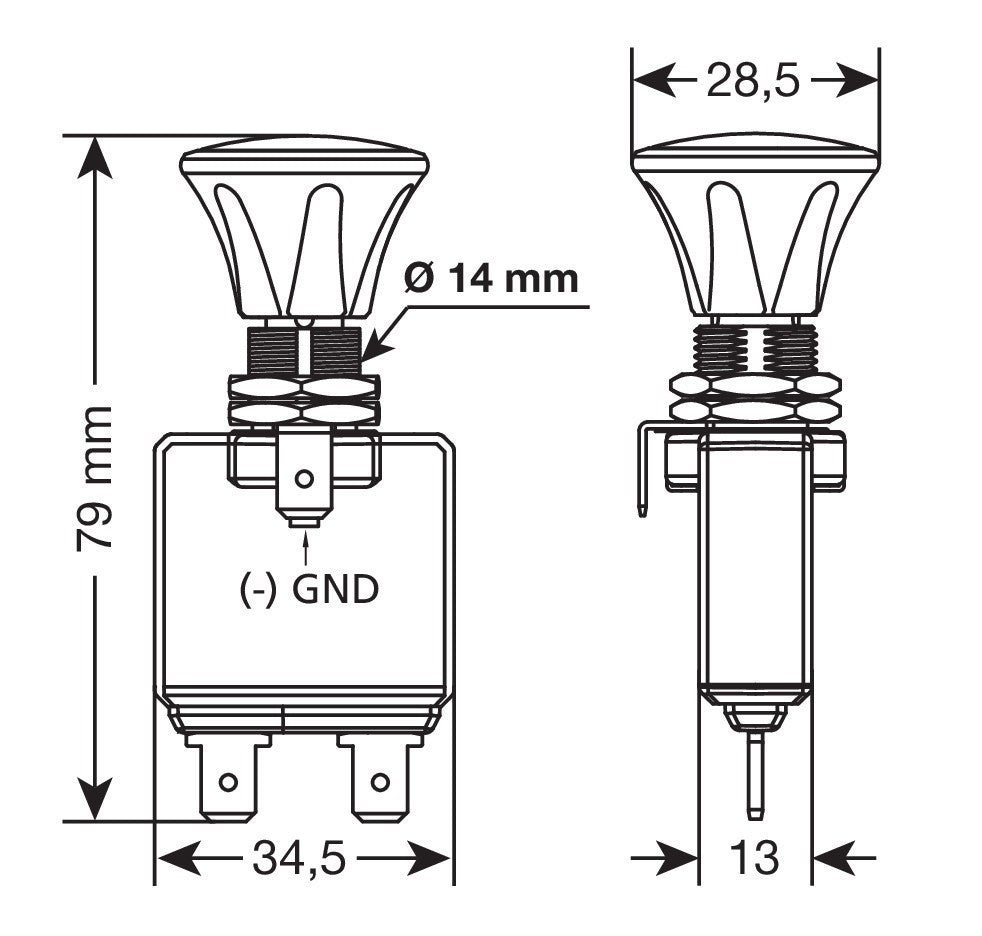 Interruttore tira-spingi - 12/24V