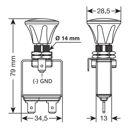 Interruttore tira-spingi - 12/24V