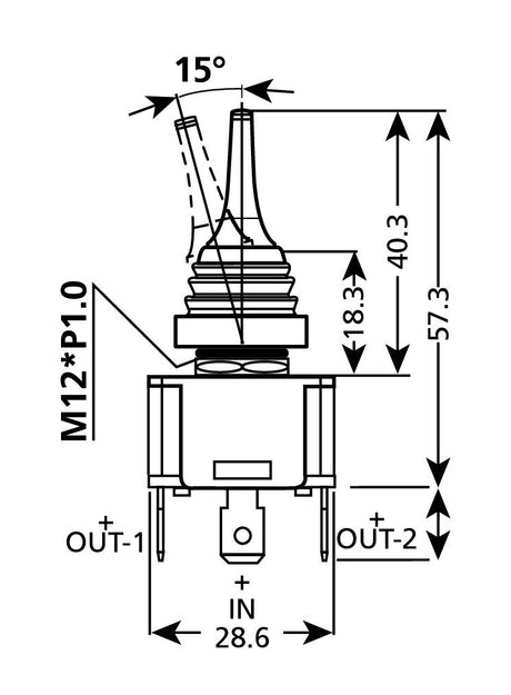 Interruttore a leve con cuffie intercambiabili - 12/24V - 20A