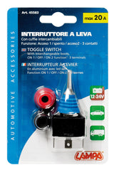 Interruttore a leve con cuffie intercambiabili - 12/24V - 20A