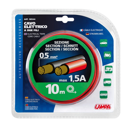 Cavo elettrico a due fili - 0,5 mm² x 10 m