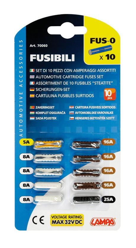 Set 10 fusibili assortiti, 12/32V