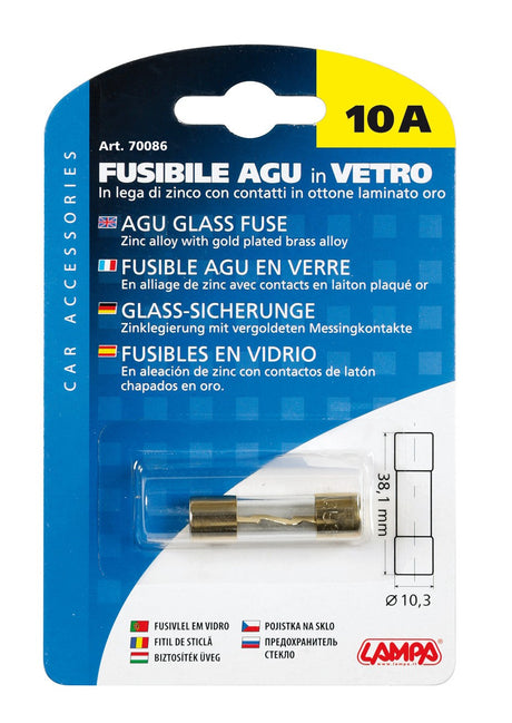 Fusibile AGU in vetro, 12/32V - 10A