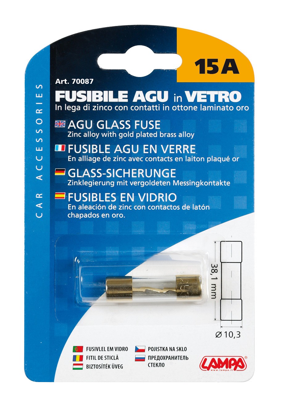 Fusibile AGU in vetro, 12/32V - 15A