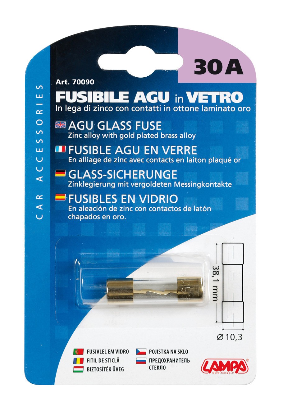 Fusibile AGU in vetro, 12/32V - 30A