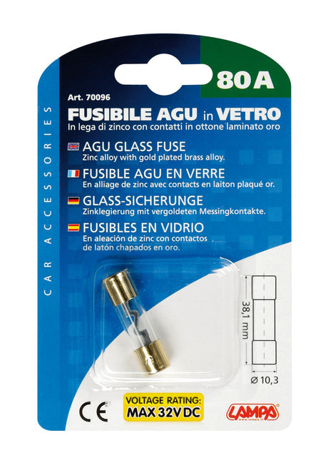 Fusibile AGU in vetro, 12/32V - 80A