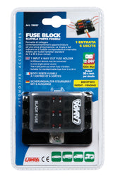 Fuse Block, scatola portafusibili, 1 entrata - 6 uscite, 12/24V