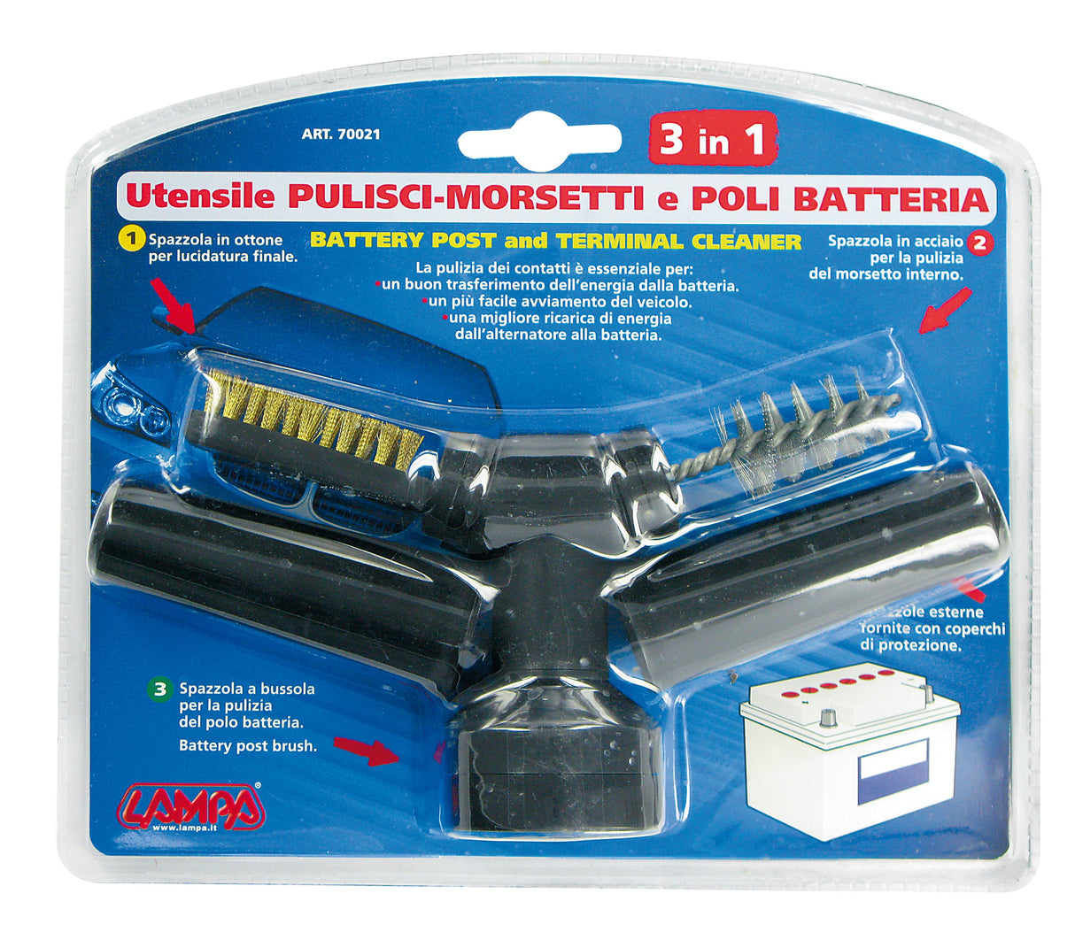 Pulisci-morsetti batteria 3 in 1