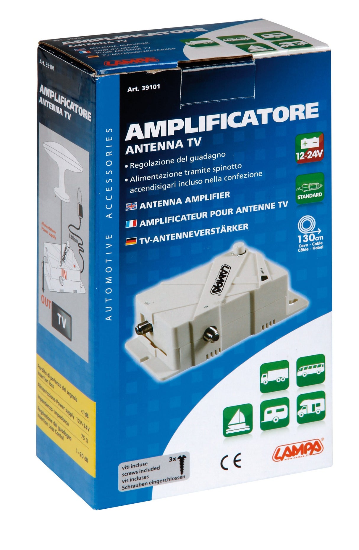 Amplificatore antenna TV, 12/24V