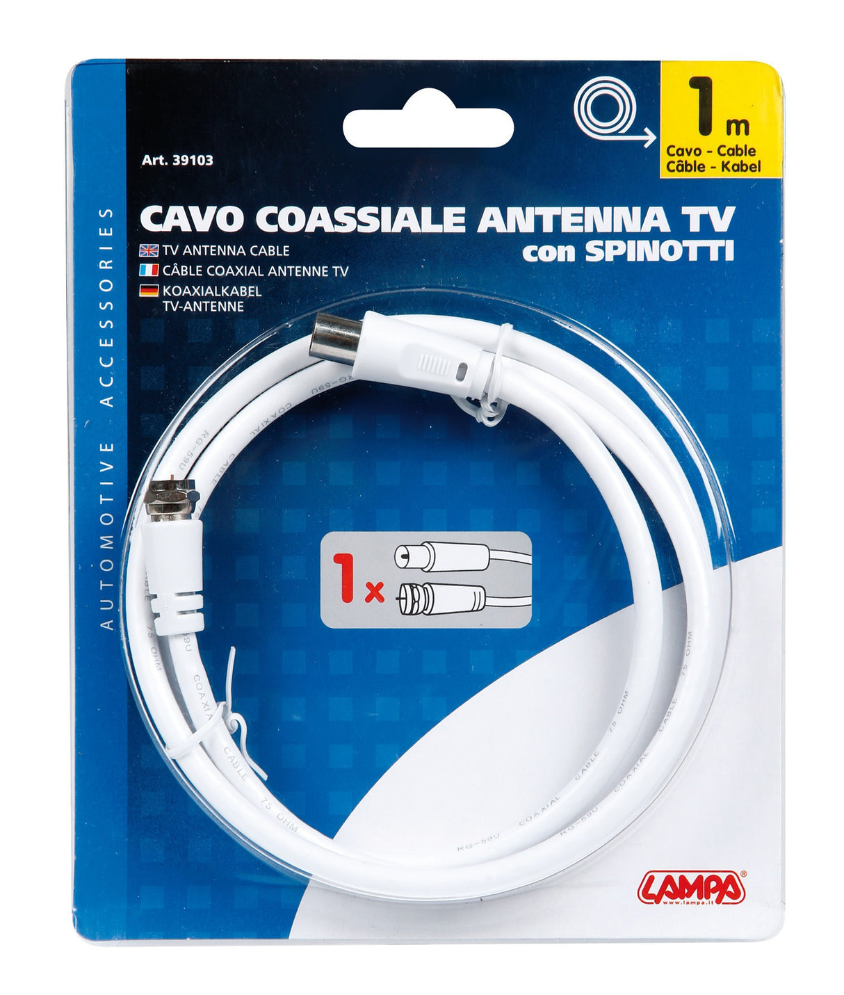 Cavo coassiale antenna TV - 1 m